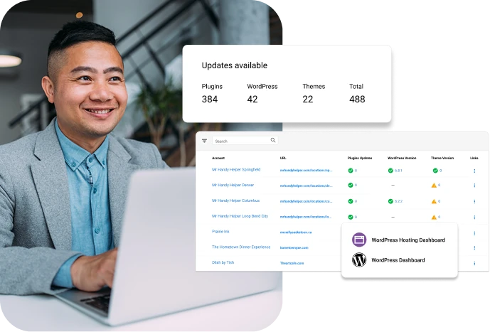 Business owner using Vendasta managed website services