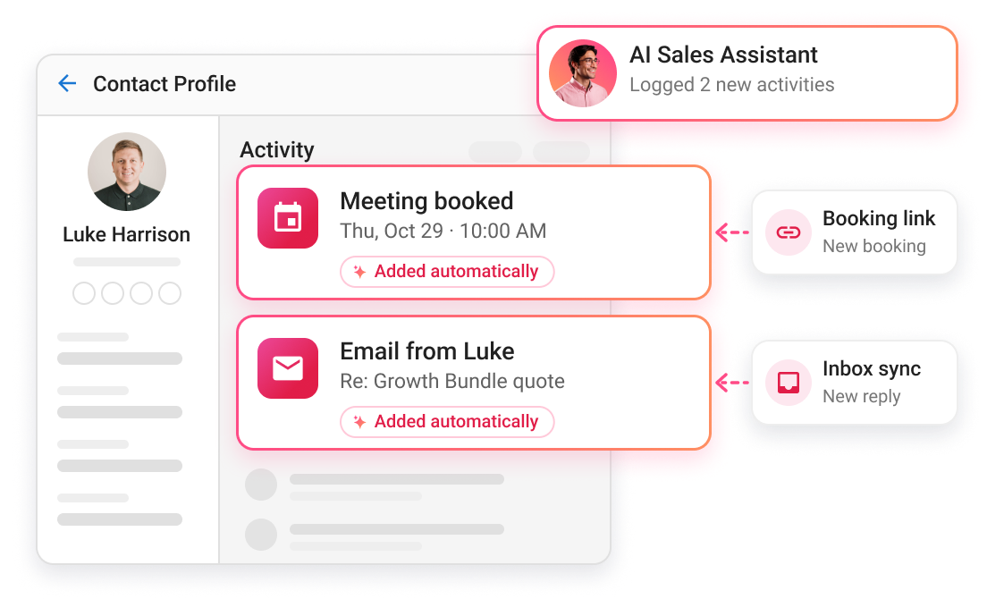 Contact management software showing a customer record that updated itself