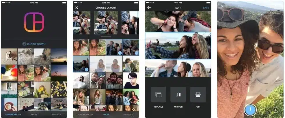 Screenshots of the Instagram tool Layout.