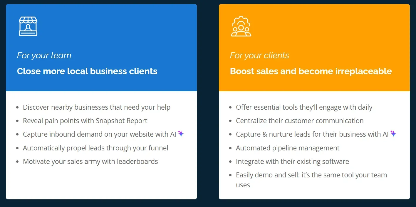 white-label-crm: dual purpose for agency and clients, vendasta