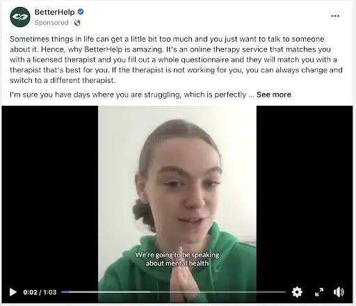 digital marketing strategy example: BetterHelp