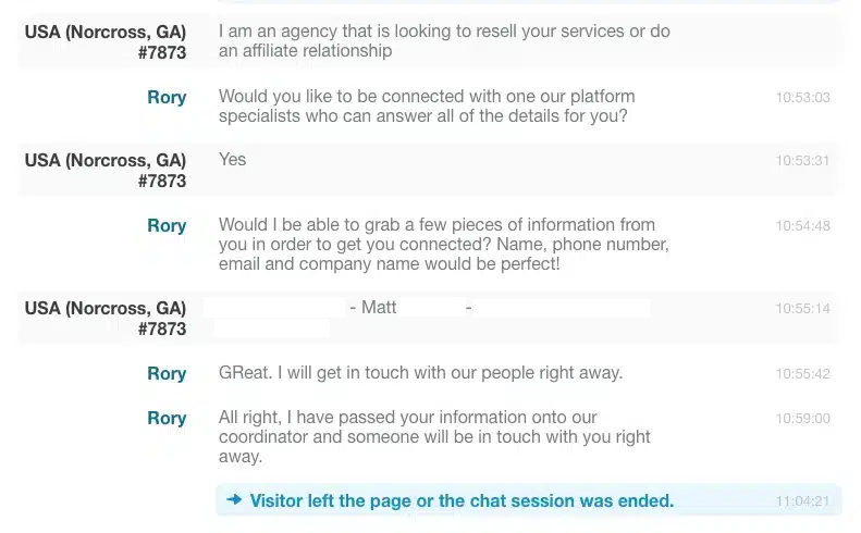 live chat for lead generation