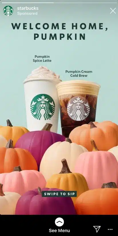 advertising for the Pumpkin Spice Latte