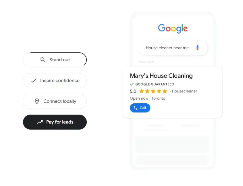 Google search results for house cleaning service.