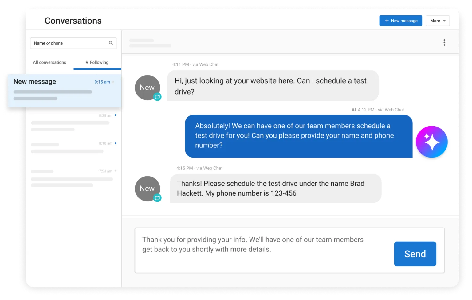 AI communication tools: AI web chat conversation