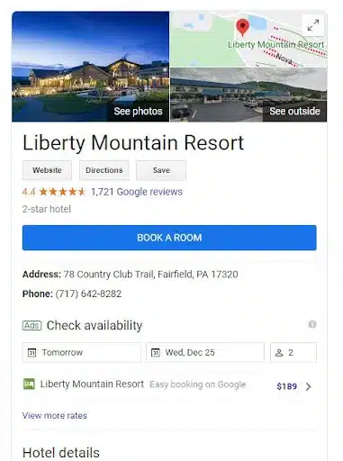 Booking button feature