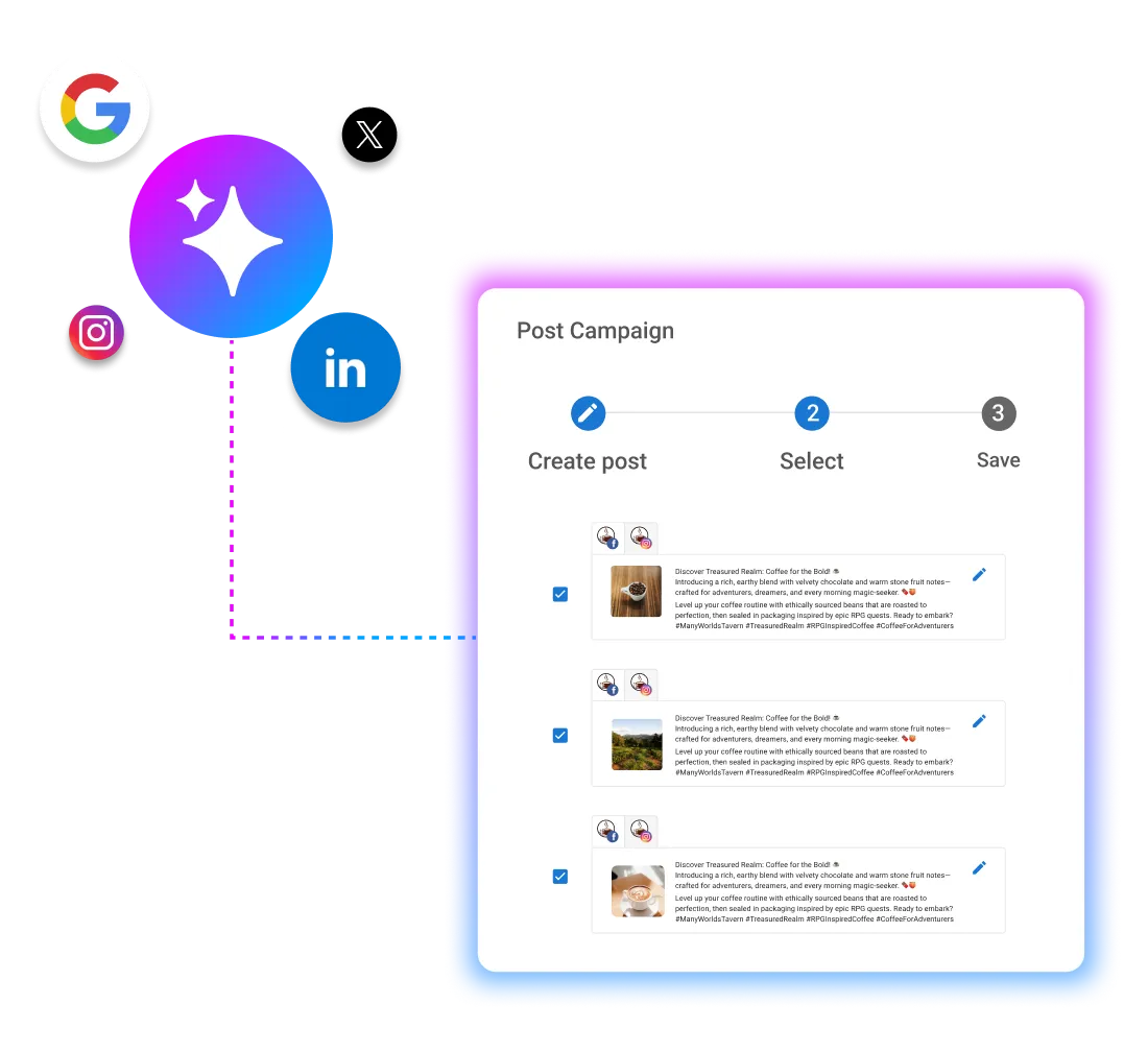 ai-social-media: bulk posting for social media, vendasta