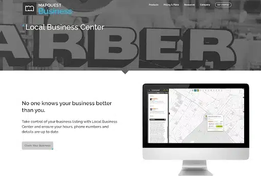 Local Business Center webpage with map feature.