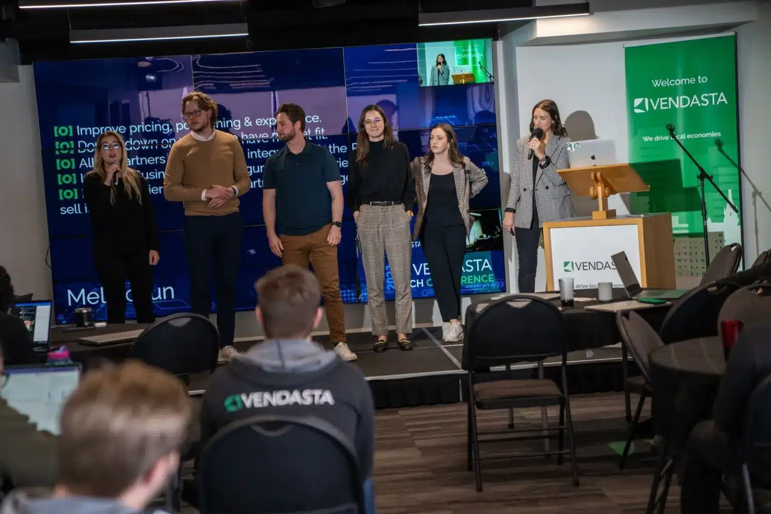 Kozun and her team lead a discussion at the Vendasta Tech Conference in January 2023